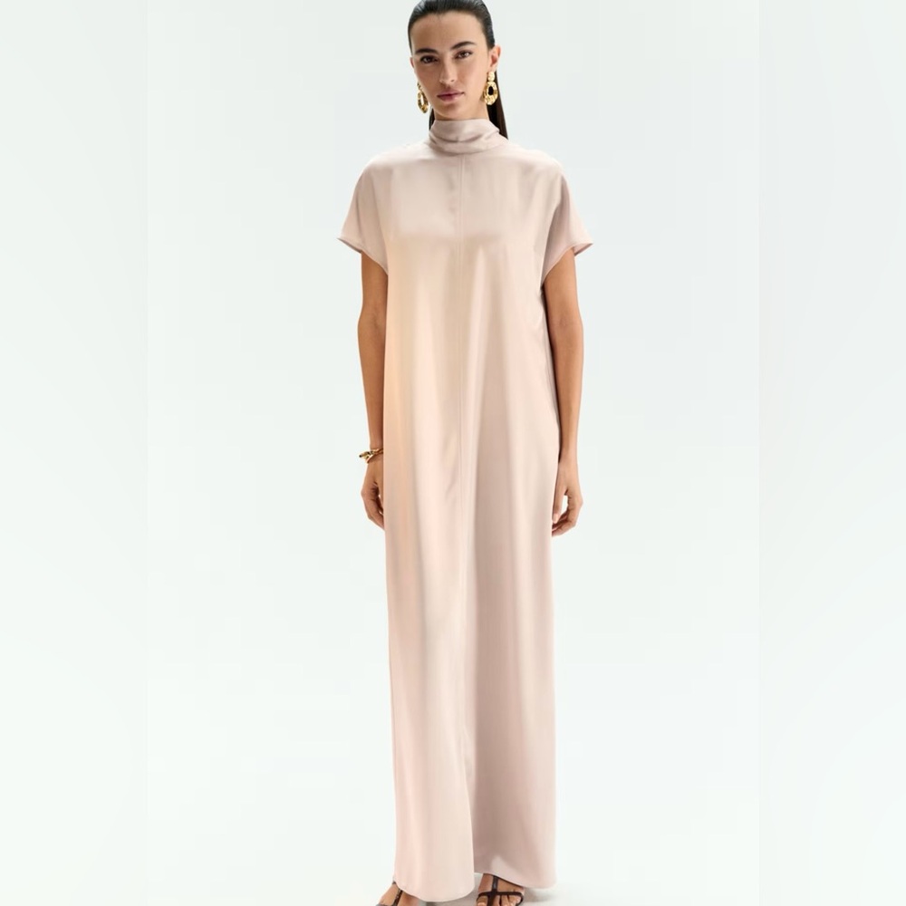 NWT H&M Limited Edition Scarf-Detail Maxi Dress Sizes XXL (Powder Pink)